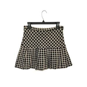 Serena Kay Houndstooth Tweed Cream/Black Mini Skirt Size 38 Medium